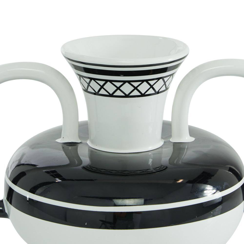 7" Eclectic Black and White Dolomite Amphora Vase