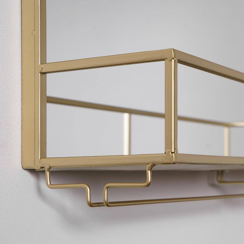 Gold Framed Rectangular Wall Mirror with Shelf - 31.5" x 21.25"