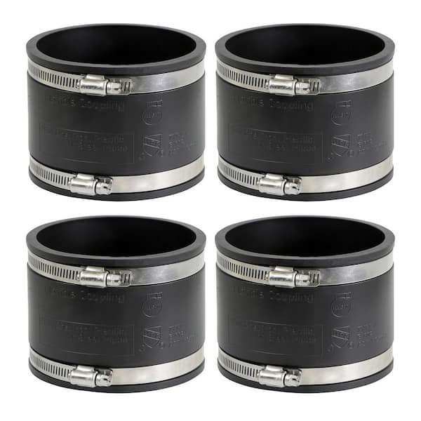 PLUMBFLEX 4 in. PVC Flexible Coupling with Stainless Steel Clamps (Pack of 4)