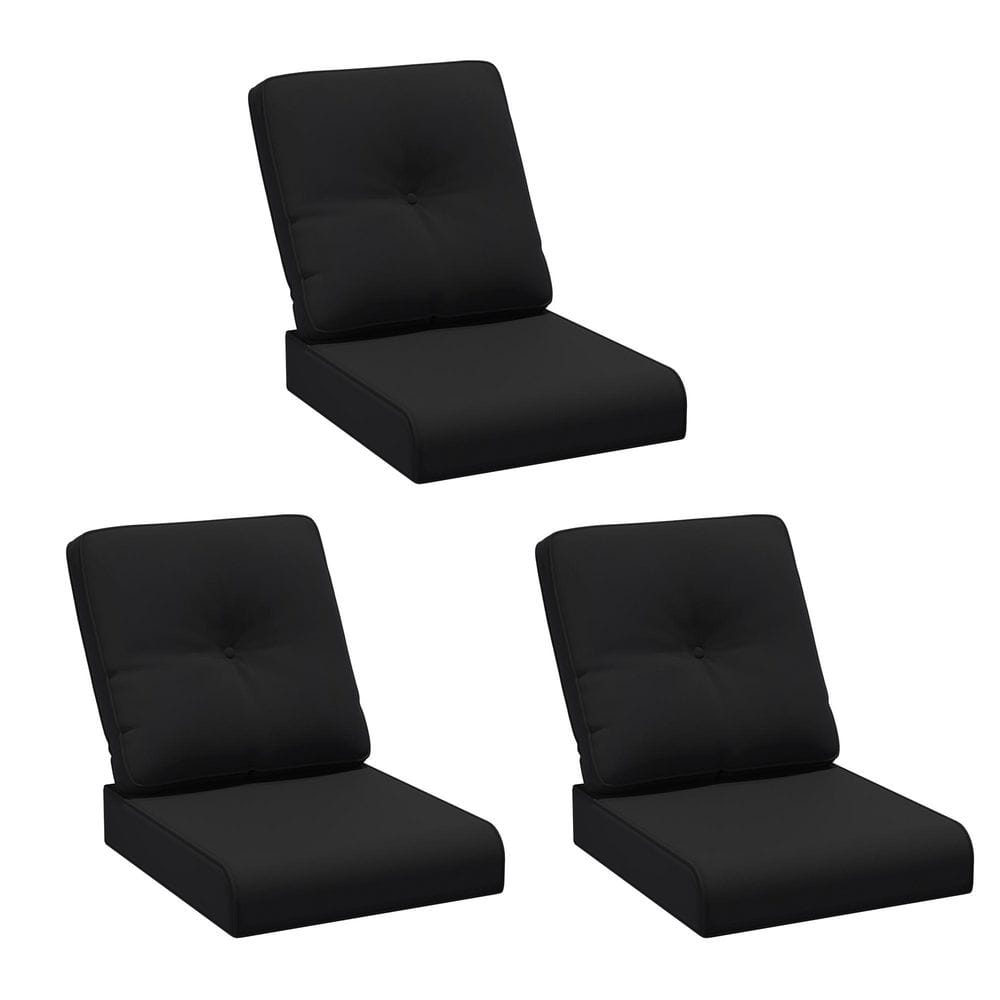 22 in. x 24 in. 6-Piece Outdoor Replacement Cushion with Zipper for Lounge Chair in Black