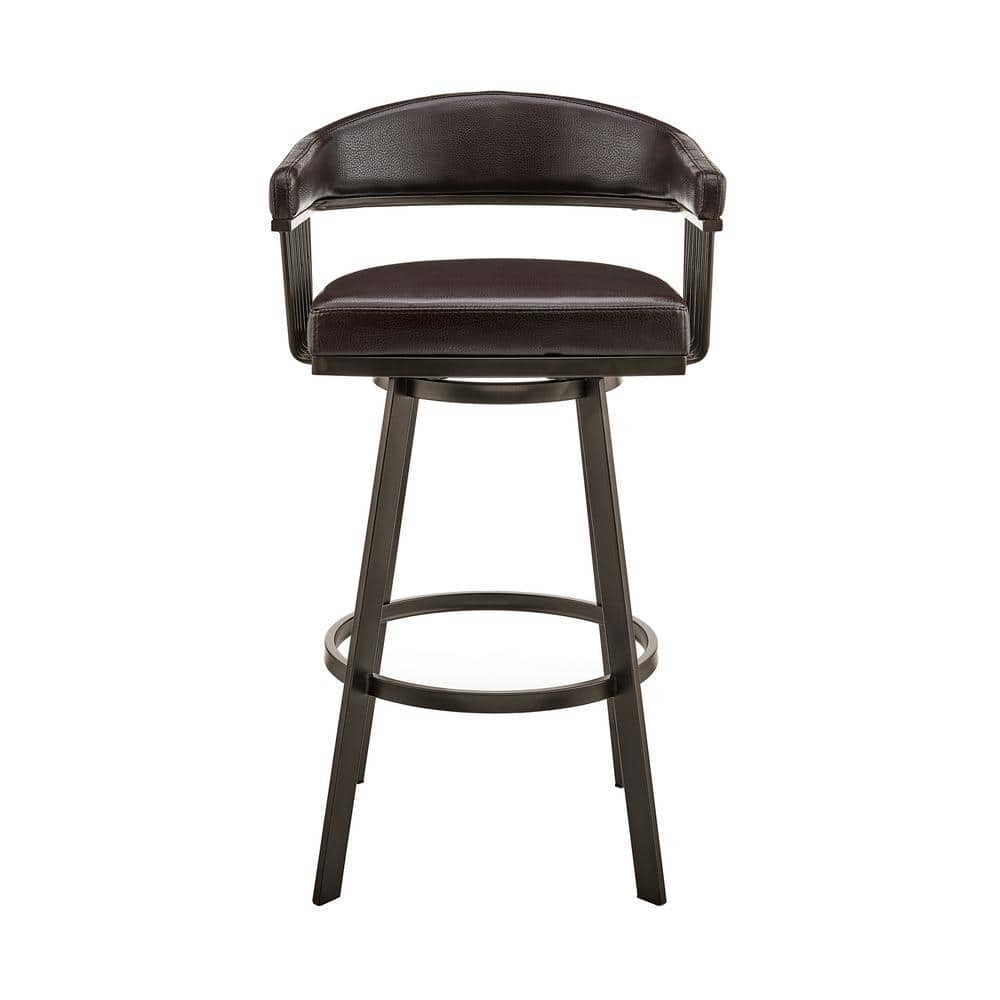Java Brown Chocolate Swivel Bar Stool with Metal Accents