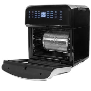 13 qt. 1600-Watt XL 16-in-1 Black Electric Air Fryer Oven with Rotisserie and Dehydrator Kit