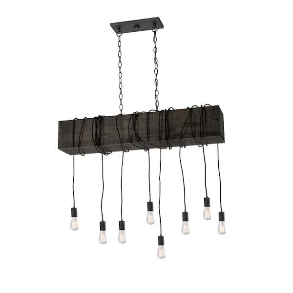 ARTCRAFT Farmhouse 8-Light Dark Pine Island Light Chandelier