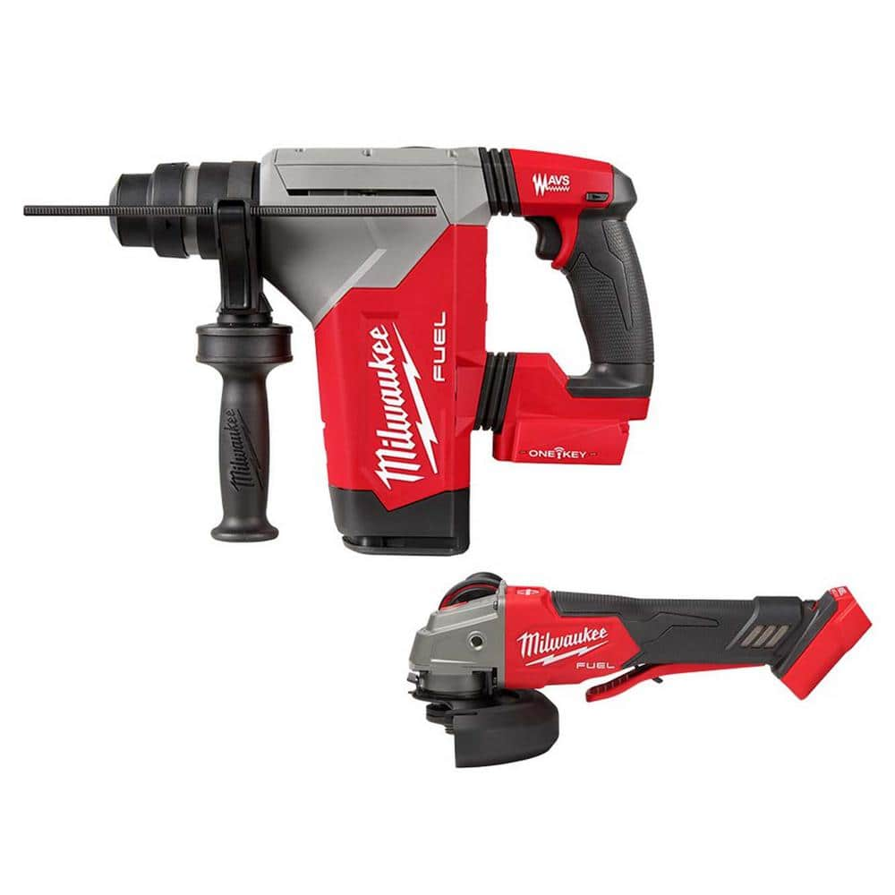 Milwaukee M18 FUEL 18V Lithium-Ion Cordless SDS-Plus 1-1/8 in. Rotary Hammer Drill (Tool-Only) with 4-1/2 in./5 in. Grinder