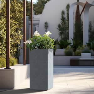 Modern 28in. High Large Tall Tapered Square Soft Slate Outdoor Cement Planter Plant Pots