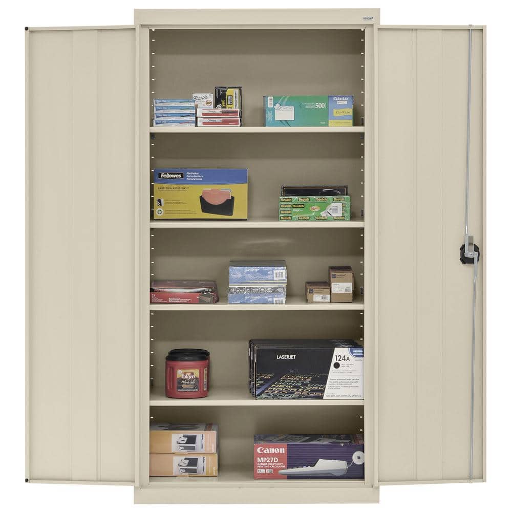 Modern Freestanding White Steel Lockable Office Cabinet with Adjustable Shelving