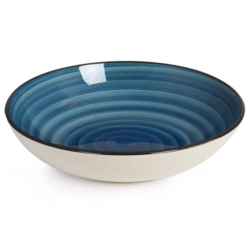 Dark Blue Ceramic Swirl 24-Piece Dinnerware Set