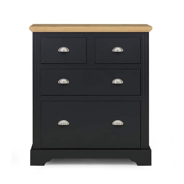 Herval Alaska 4 Drawer Dresser in a Dark Gray Solid Wood with a Pine Wood Top