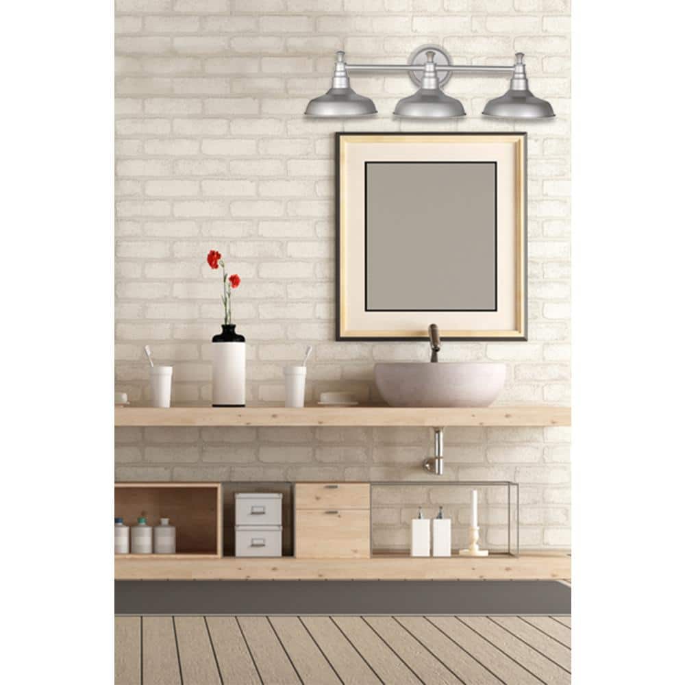 Kimball Galvanized Steel 3-Light Bathroom Vanity Fixture