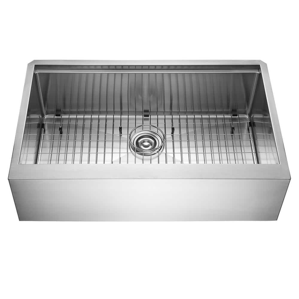 36" Stainless Steel Farmhouse Apron Single Bowl Kitchen Sink Workstation