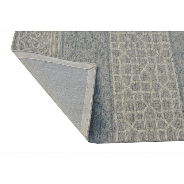 Opal Light Blue 9 ft. x 13 ft. Trellis French Country Hand-Tufted Wool Area Rug