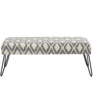 Gray Diamond Bench with Metal Hairpin Legs 16 in. X 47 in. X 19 in.