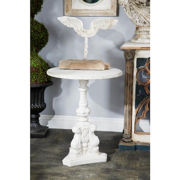 Litton Lane 22 in. White Large Rectangle Wood End Accent Table