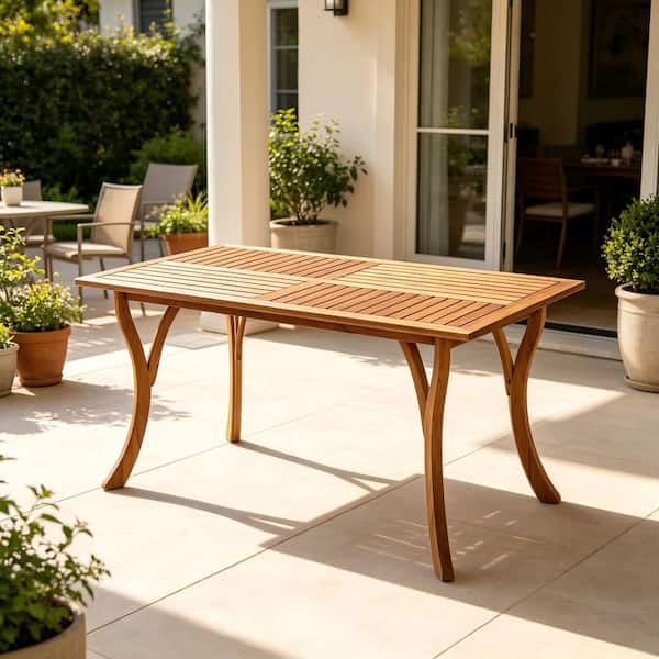 Teak 59 in. Rectangular Outdoor Solid Wood Dining Table DT