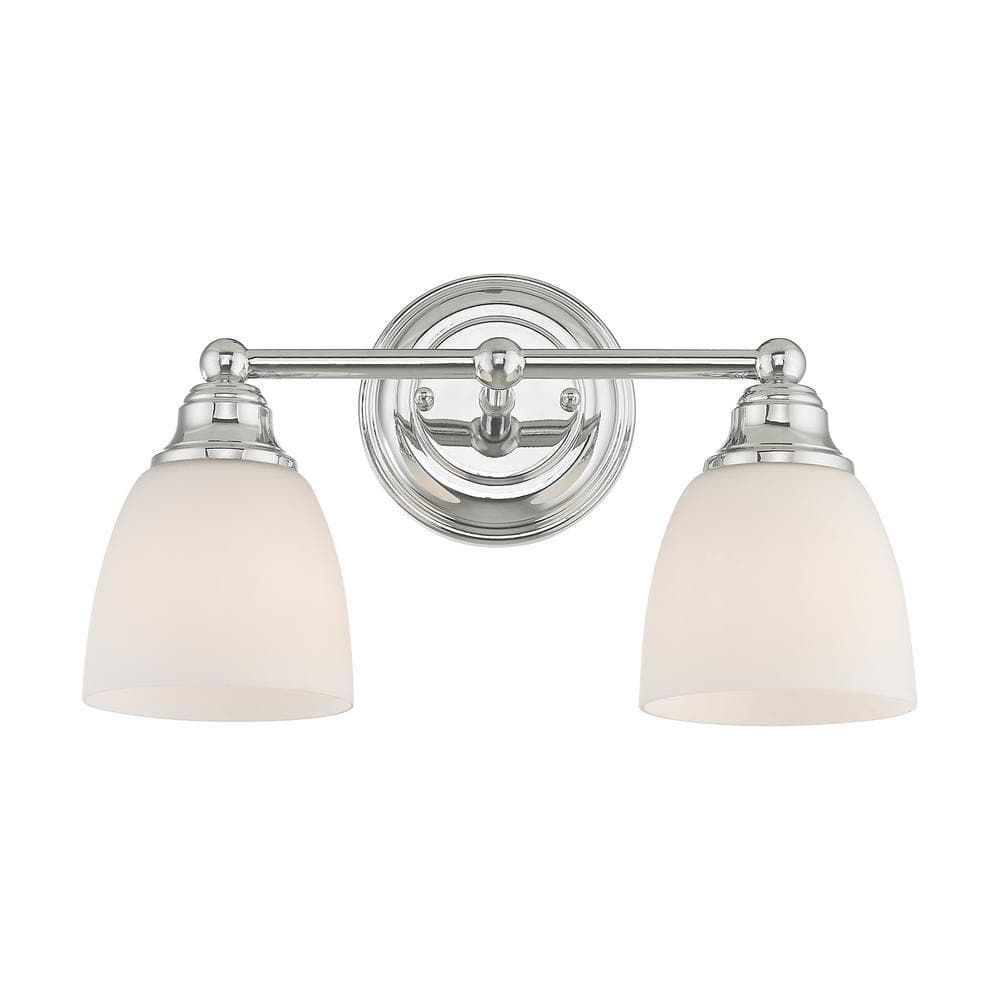 Polished Chrome 2-Light Vanity with Satin Opal Glass