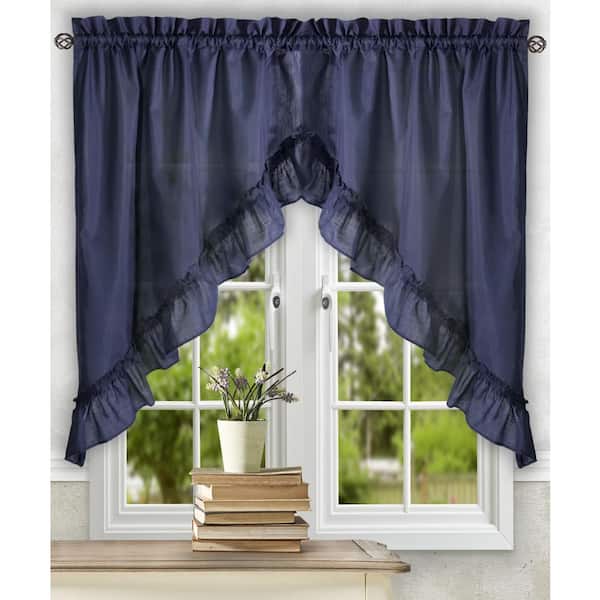Ellis Curtain Stacey 38 in. L Polyester/Cotton Swag Valance Pair in Navy