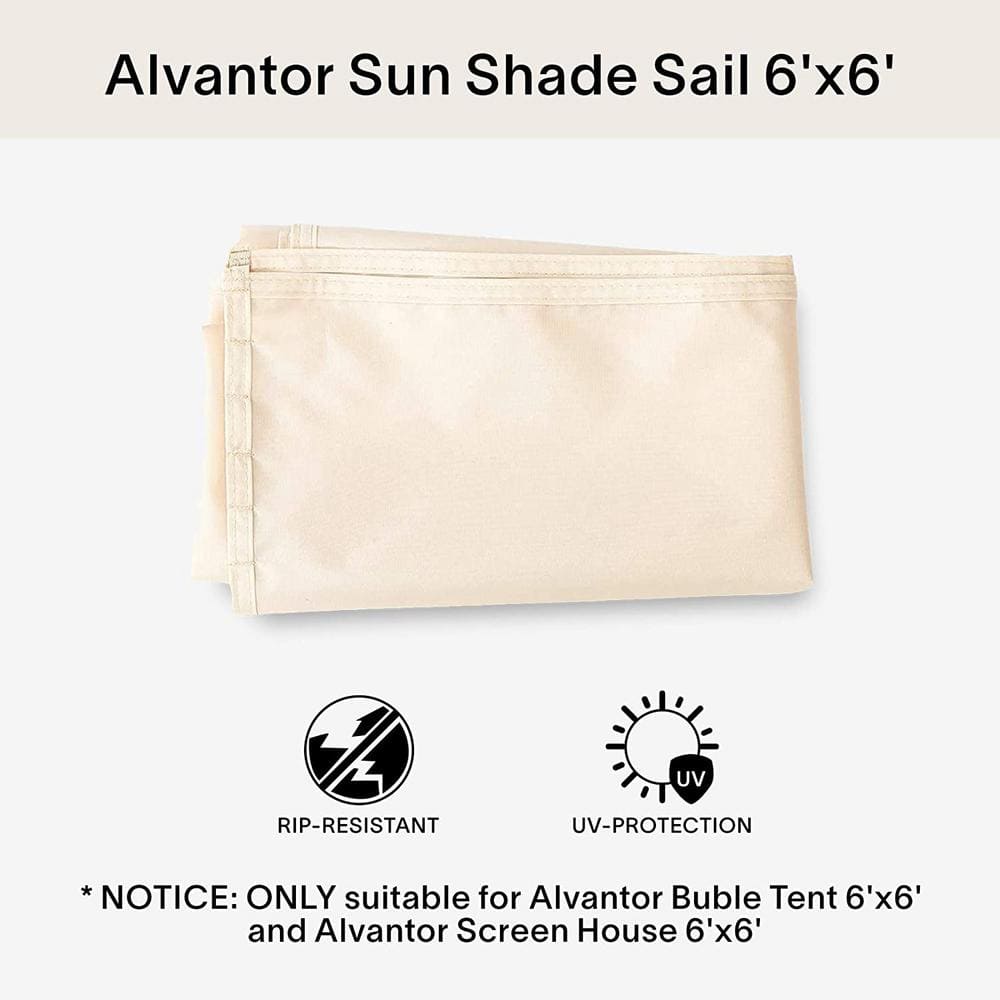 Beige Oxford Fabric Sun Shade Sail for 6'x6' Tent, Pack of 2