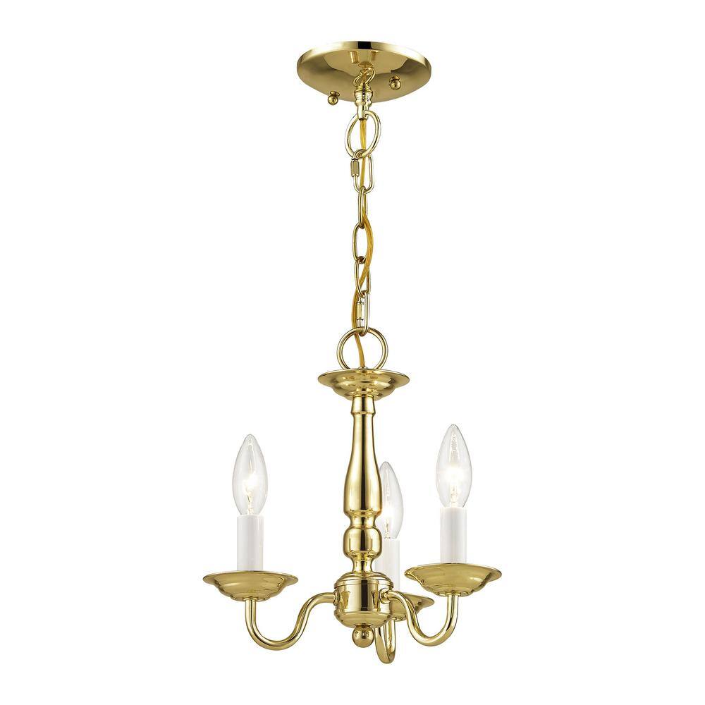 Williamsburgh 3-Light Polished Brass Mini Chandelier for Indoor/Outdoor