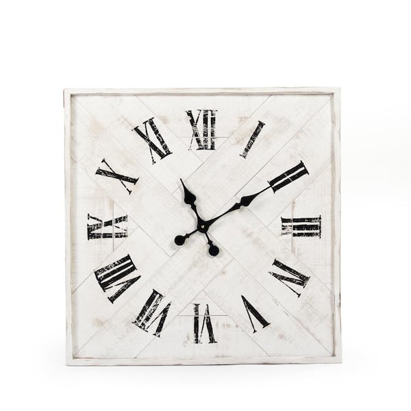 Zentique Corbett Square Tray Shaped Distressed Black Roman Numeral Clock