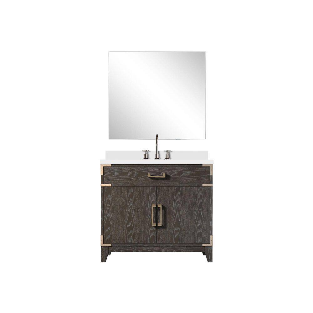 Fossa 36 in. W x 22 in. D Brown Oak Single Bath Vanity with Cultured Marble Top, 34 in. Mirror and Faucet Set price history on PriceWatchPro
