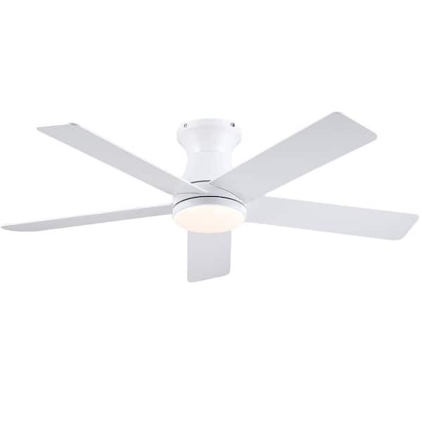 46 in. Indoor/Outdoor Modern White Ceiling Fan with Dimmable LED 3 color Light and Remote/APP Control