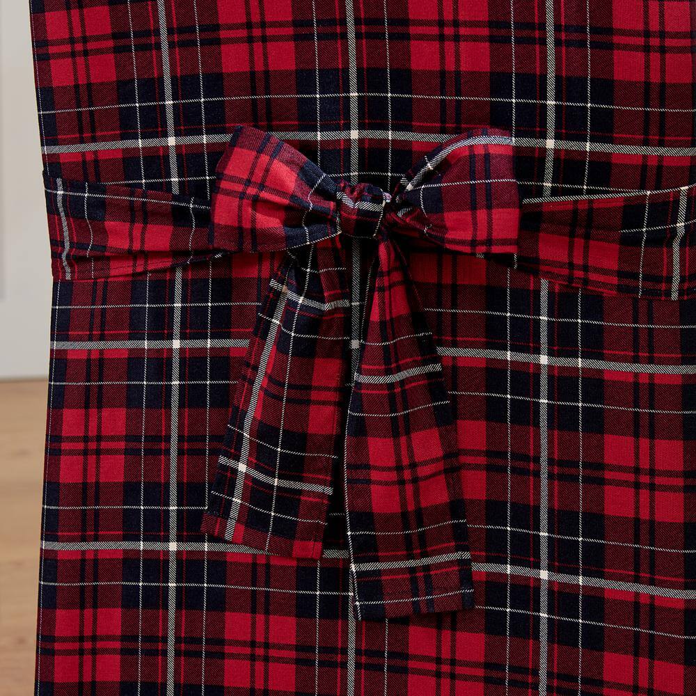 Cove Plaid Cotton Canvas 2-Pack Long Dining Room Parsons Chair Slipcovers