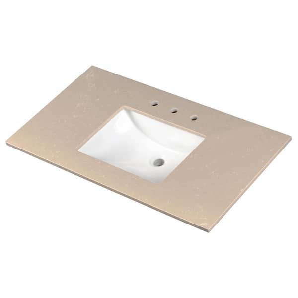 Cosandra 49 in. W x 22 in. D Engineered Marble Vanity Top with White Rectangle Single Sink