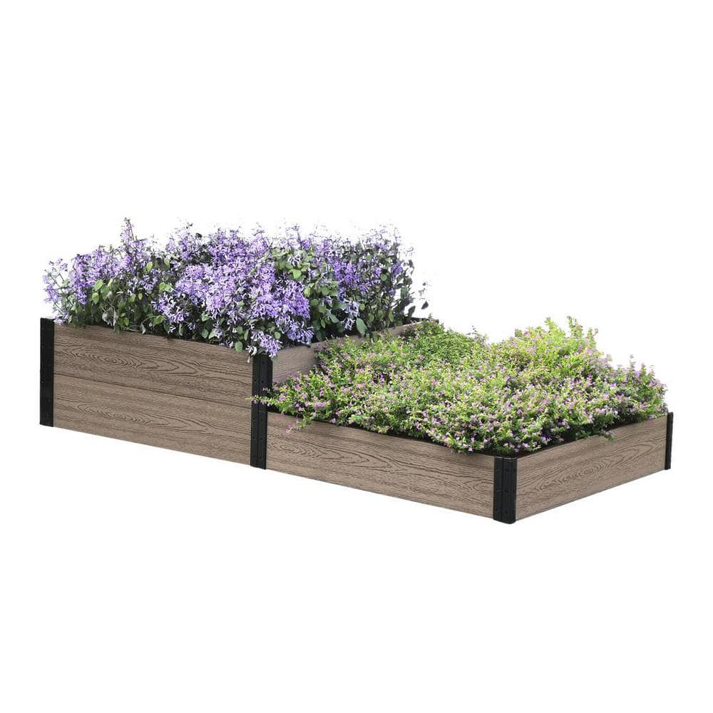 Terraced Composite Wood Raised Garden Bed with Steel Brackets