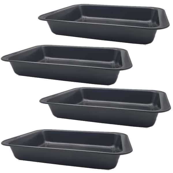 4 Pack Nonstick Rectangle Baking Pan 9 in. Wide Carbon Steel Deep Cookie Sheet for Lasagna Brownies Cakes