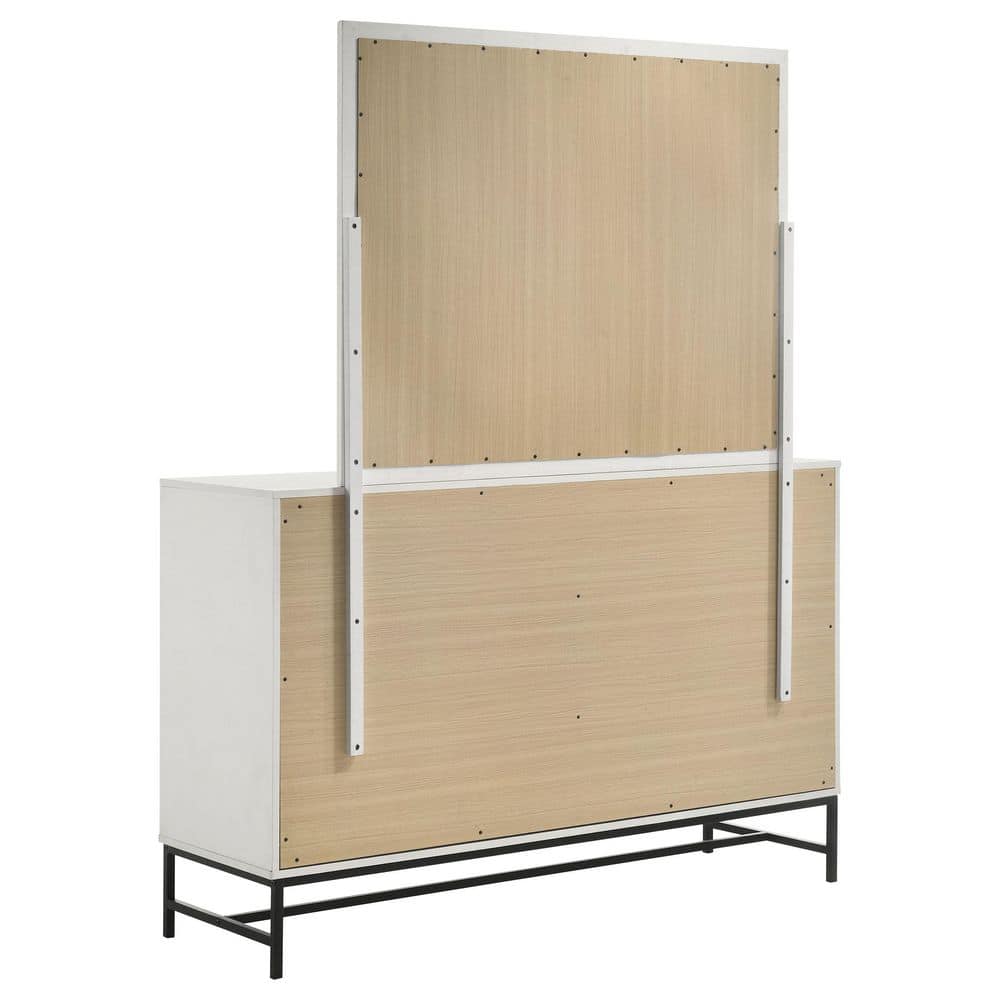 Sonora White 6-Drawer Dresser with Mirror and Black Hardware