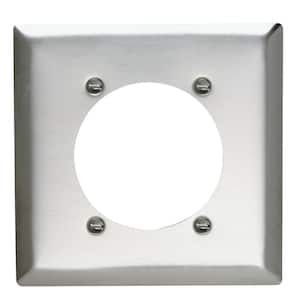 Pass & Seymour 302/304 S/S 2 Gang 1 Single Power Outlet 2.375-in. Hole Wall Plate, Stainless Steel (1-Pack)