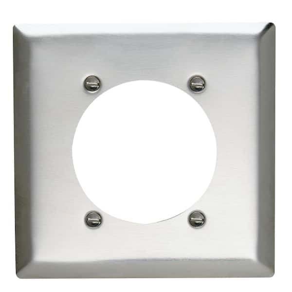 Legrand Pass & Seymour 302/304 S/S 2 Gang 1 Single Power Outlet 2.375-in. Hole Wall Plate, Stainless Steel (1-Pack)