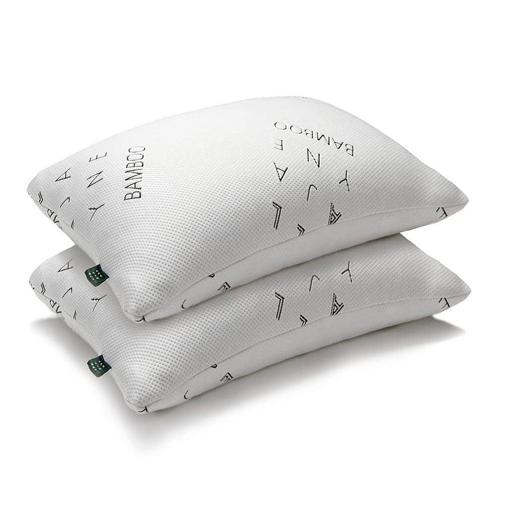 Standard/Queen White Bamboo Memory Foam Pillow with Adjustable Density