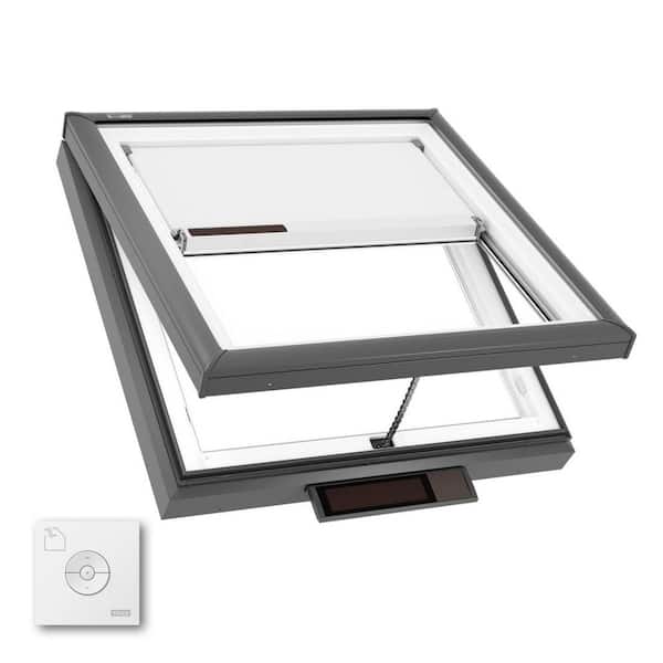 22-1/2 in. x 22-1/2 in. Solar Powered Venting Curb Mount Skylight with Laminated Low-E3 Glass and Room Darkening Shade