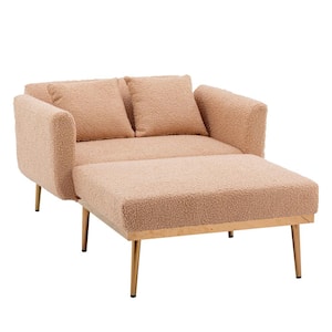 Modern Camel Teddy fabric Chaise Lounge Chair