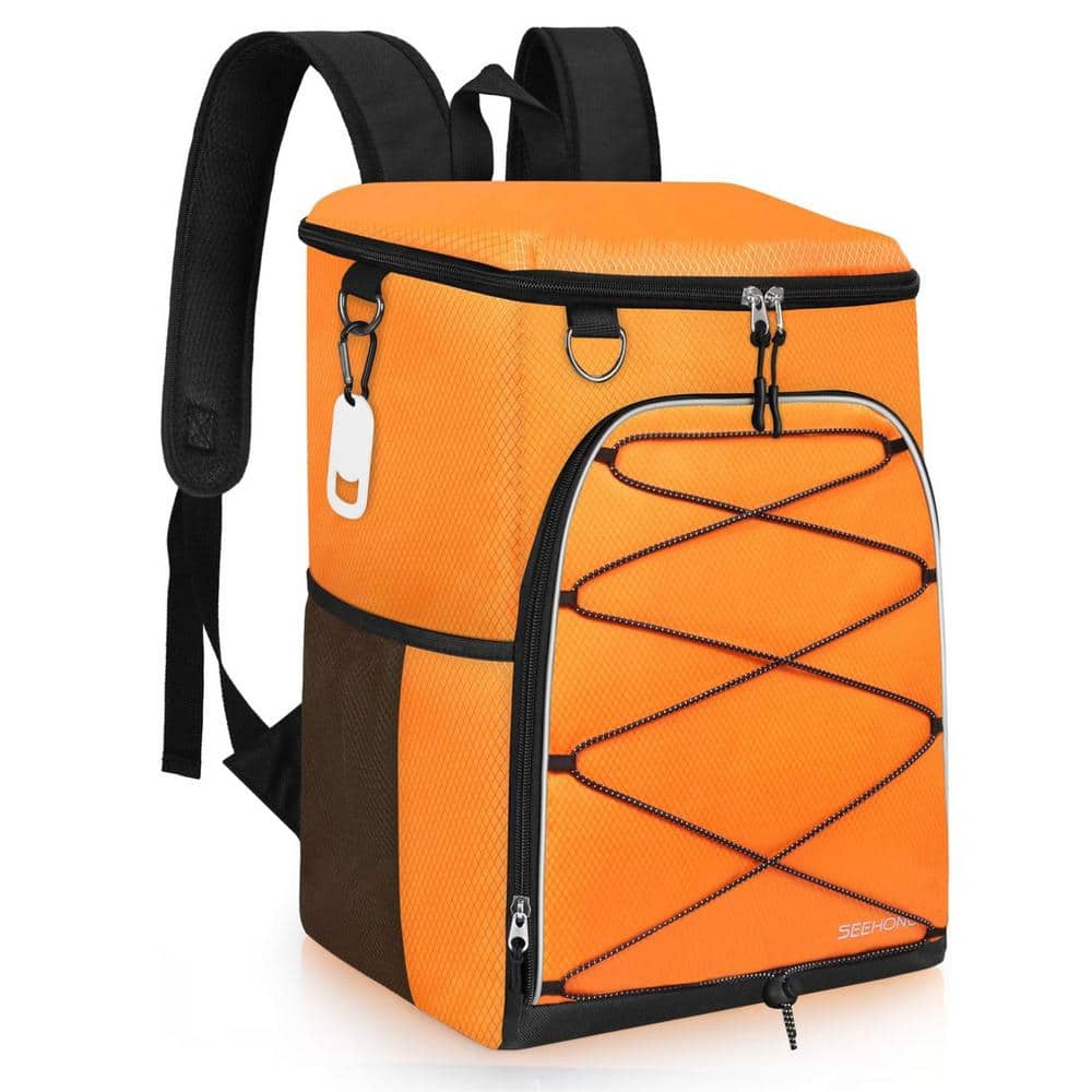 25 Liters Insulated Cooler Backpack Leakproof Soft-Side Cooler Bag Lightweight for Picnic, Fishing & Camping, Orange