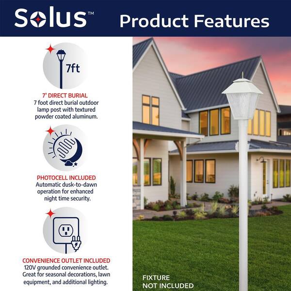 Post Light Accessories White Solus SP7C320NCAWH 7 Outdoor Direct