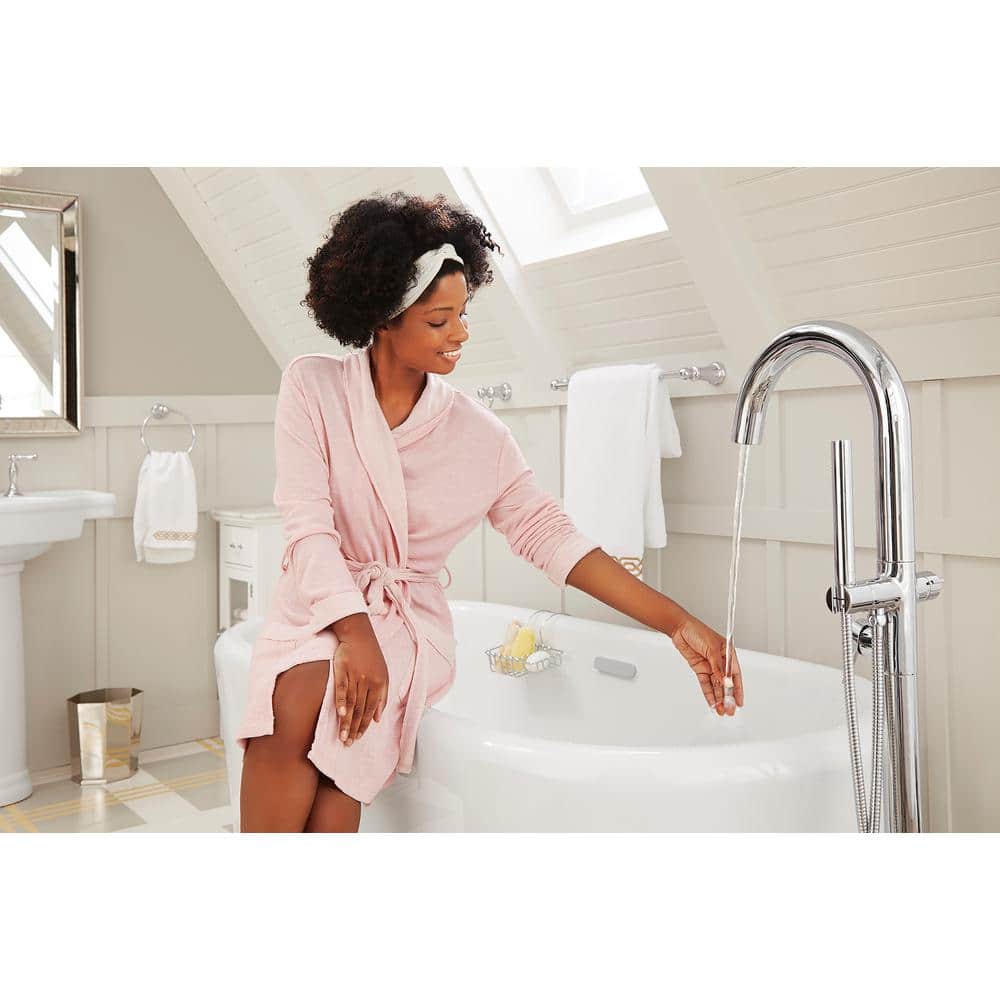 Polished Chrome Freestanding Tub Filler with Hand Shower