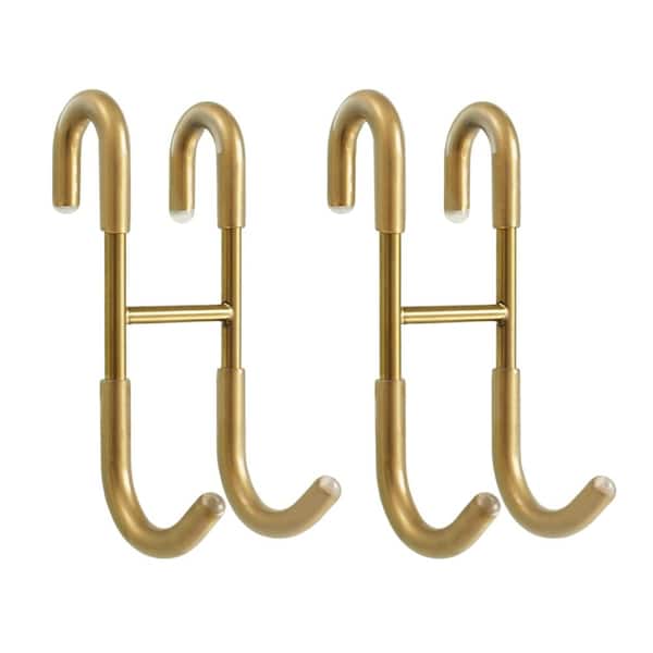 No-Drill Over Frameless Glass Door SUS 304 Stainless Steel Shower Robe and Towel Hook in Gold, 2-Pack
