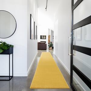 Essentials 2 ft. x 20 ft. Yellow Solid Contemporary Rectangle Kitchen Runner Indoor/Outdoor Area Rug
