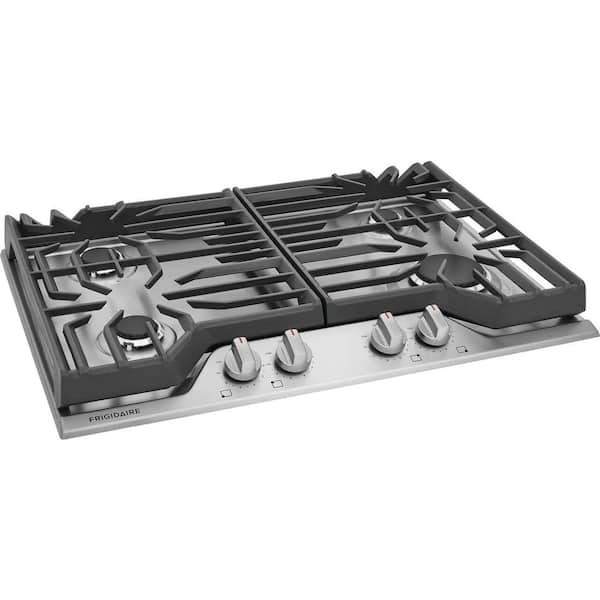 30 in. Gas Cooktop in Stainless Steel with 4-Burner Elements, including Quick Boil and Simmer Burner