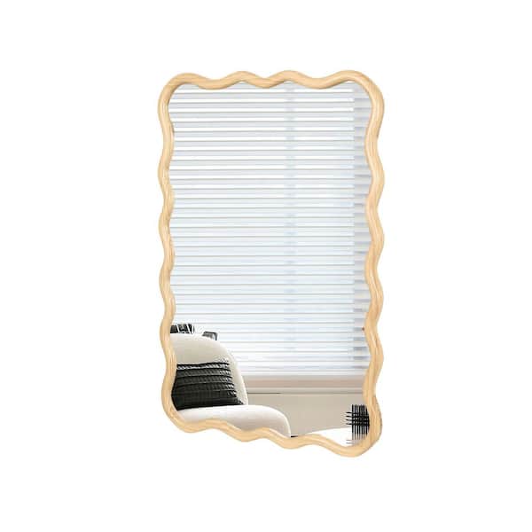 Ulan Natural 39.76 in. W x 27.95 in. H Wall-Mounted Rectangle Solid Wood Framed Mirror