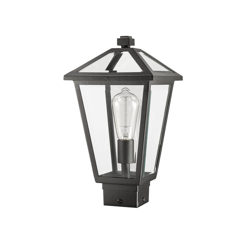 Talbot Black Metal and Glass Outdoor Post Light
