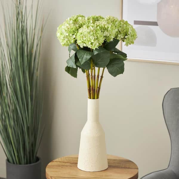 Litton Lane 33 in. Tall Green Hydrangea Artificial Flower Stem (Set of 8)