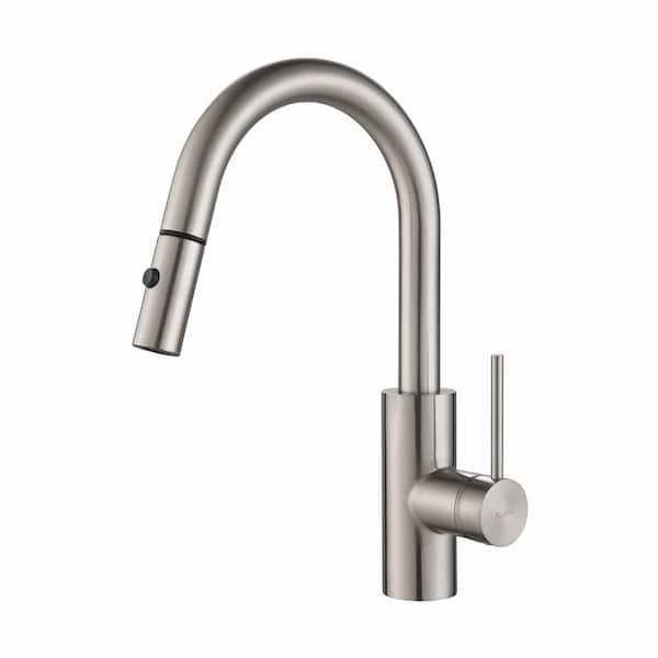 KRAUS Oletto Single-Handle Pull-Down Sprayer Kitchen Faucet with Dual-Function Sprayer in Stainless Steel