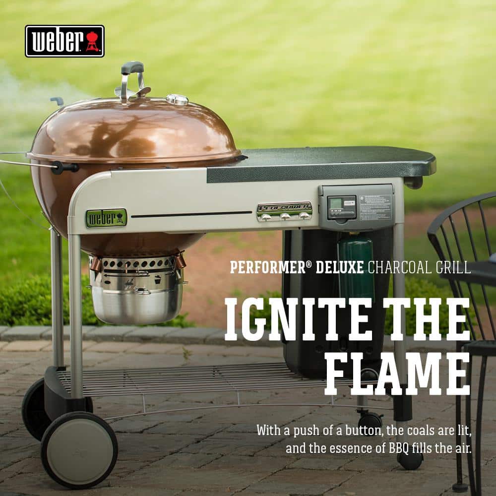Copper 22-Inch Charcoal Grill with Gas Ignition System