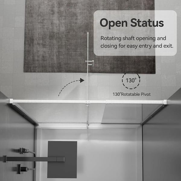 44 in. to 48 in. W x 71 in. H Pivot Semi-Frameless Shower Door in Brushed Nickel with Tempered Glass