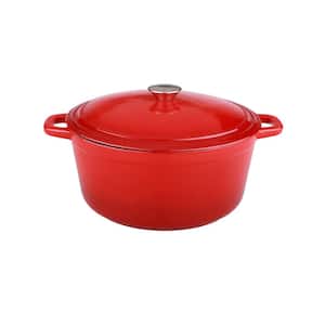 Neo 5 Qt. Red Oval Cast Iron Casserole Dish with Lid
