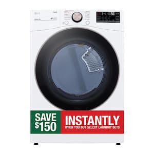 7.4 Cu. Ft. Vented SMART Stackable Gas Dryer in White with TurboSteam and Sensor Dry Technology