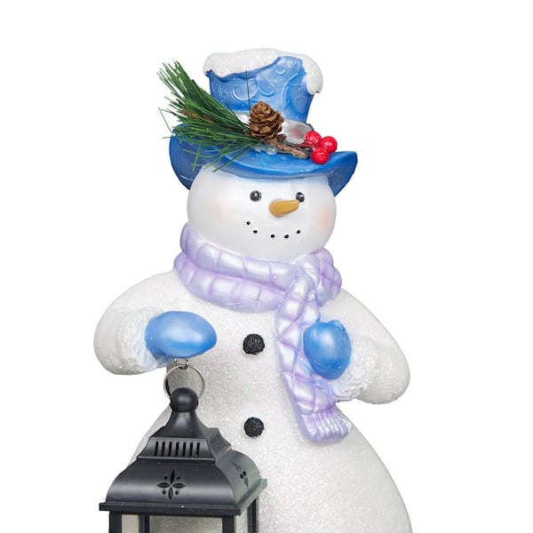 アマンダ　スノーウォーカー　185ｃｍ Alpine Corporation Lavender Winter Snowman Holding Lantern Statue
